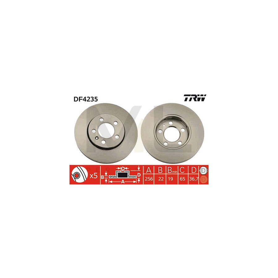 TRW DF4235 Brake Disc Vented - 1 piece