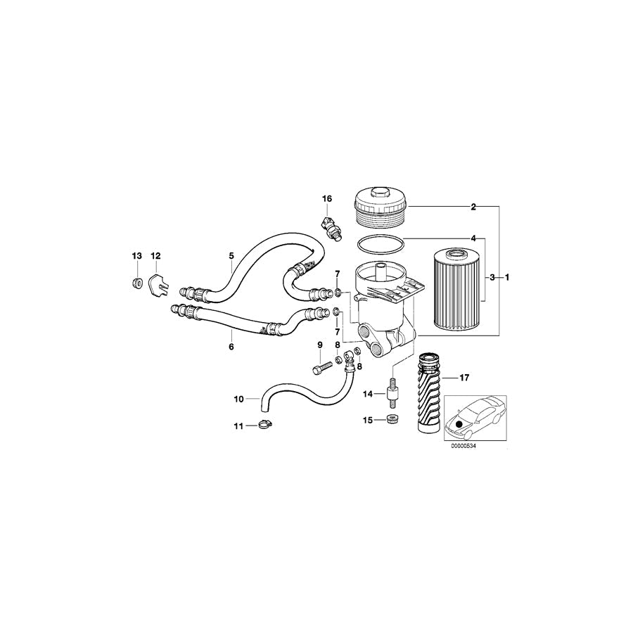 Genuine BMW 11421405197 E31 Oil Filter With Oil Cooler Connection (Inc. 850CSi)