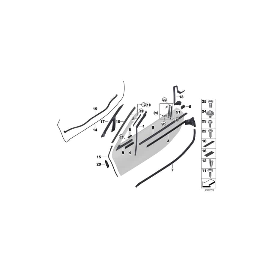 Genuine BMW 51337477327 I15 Window Cavity Seal, Front Left (Inc. i8)