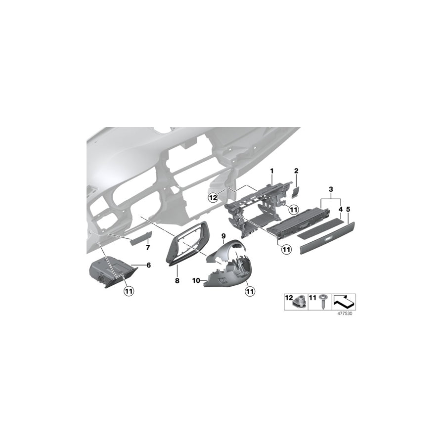Genuine BMW 61319188869 F10 F03 F06 Trim Panel, Steering Column, Top (Inc. 535d, 520d ed & M550dX)