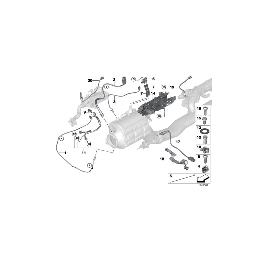 Genuine BMW 13628582663 F02 F15 F10 Temperature Sensor, Exhaust L=400mm (Inc. X5 35dX, 535d & 740LdX)