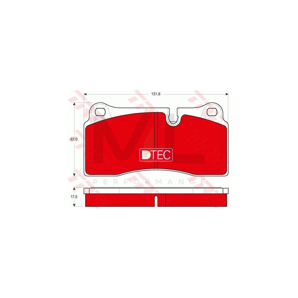 TRW Dtec Cotec Gdb1816Dte Brake Pad Set Prepared For Wear Indicator
