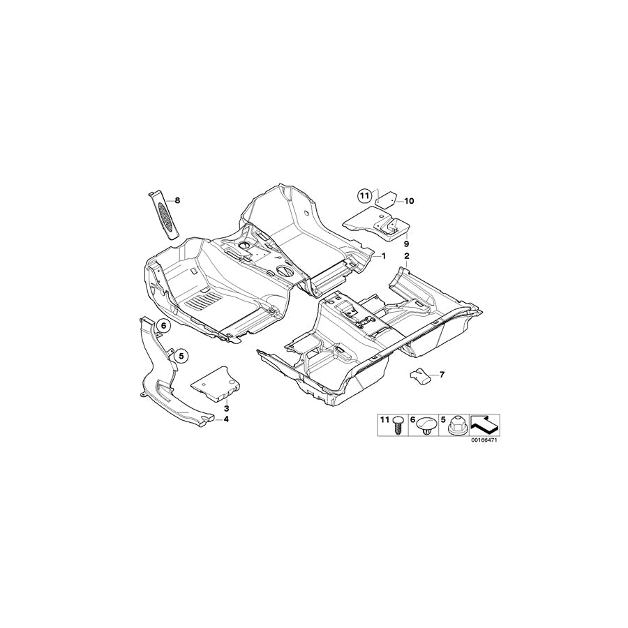 Genuine BMW 51477265866 E91 E90 Floor Trim Cover, Front (Inc. 316d, 323i & 328i)