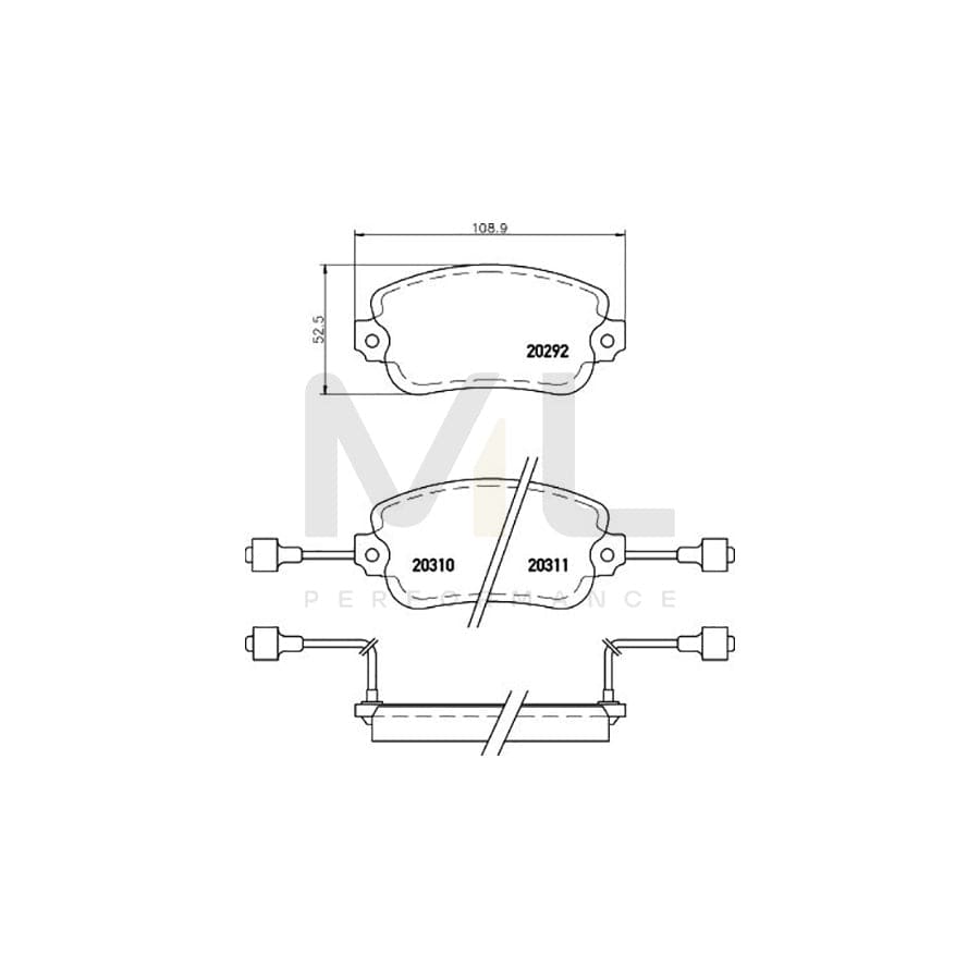 TEXTAR 2029203 Brake pad set with integrated wear warning contact