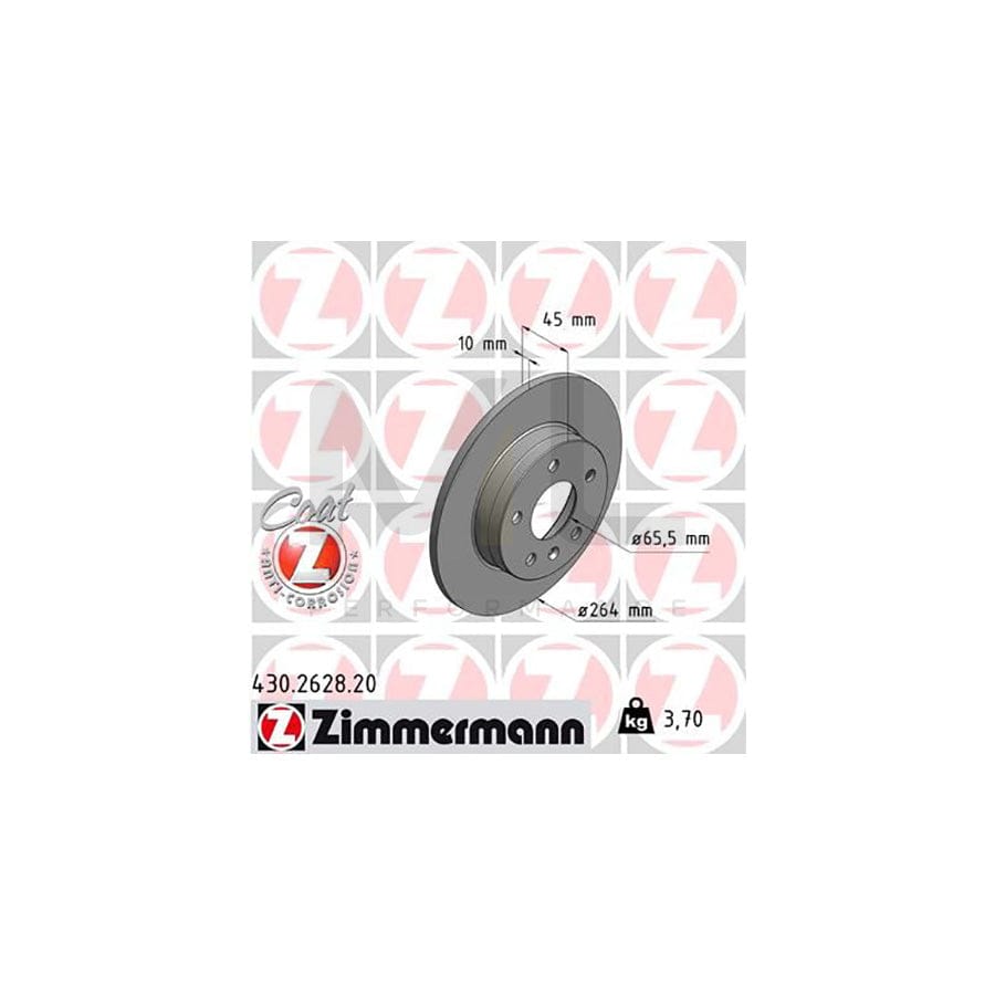 ZIMMERMANN COAT Z 430.2628.20 Brake Disc for OPEL Zafira B (A05) Solid, Coated - 1 piece