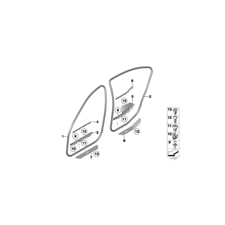 Genuine BMW 51477344559 F01 Cover Molding, Sill, Inner Rear Left SCHWARZ (Inc. ALPINA B7X, 750iX & 730i)