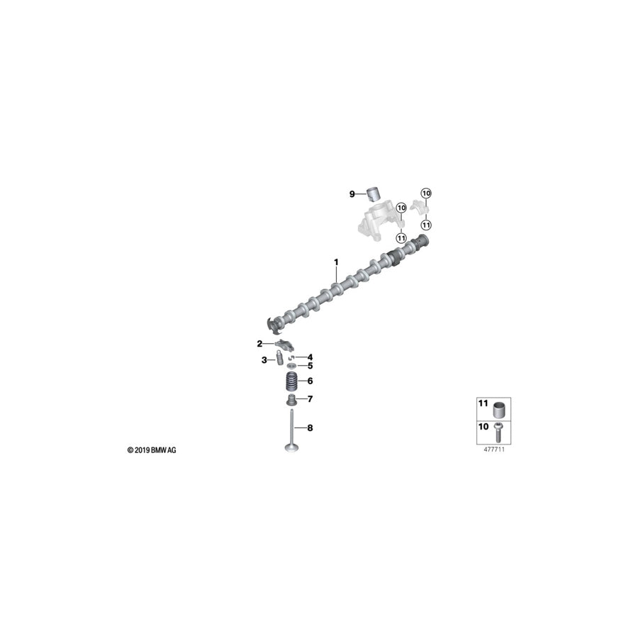 Genuine BMW 11318631648 G07 G21 G12 Camshaft Exhaust (Inc. 540iX, 745e & X5 45eX)
