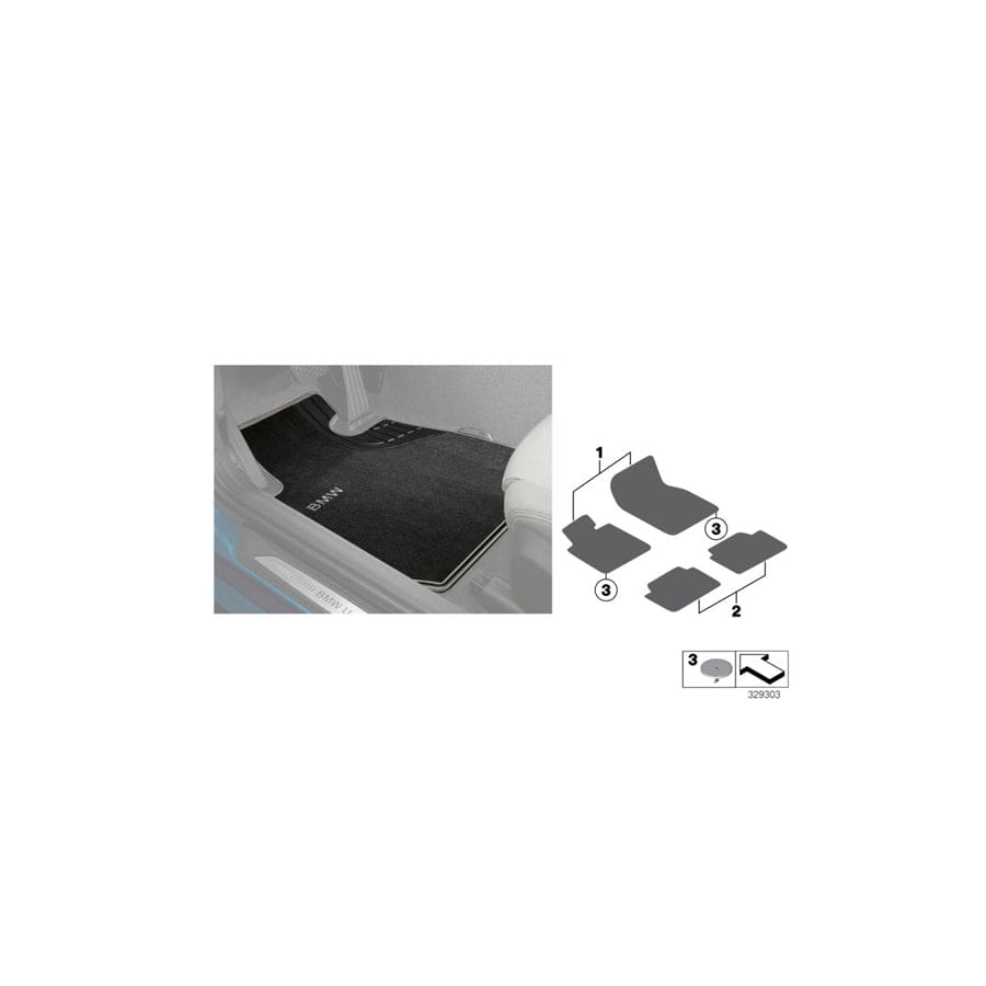 Genuine BMW 51472311225 F34 Floormats, Textile, Modern, Rear SCHWBEIGE MODER (Inc. 330dX, 320dX & 330d)
