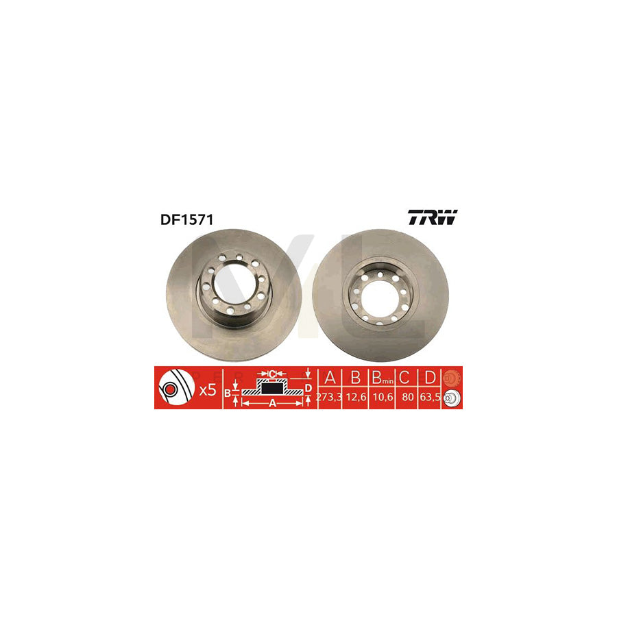 TRW DF1571 Brake Disc suitable for MERCEDES-BENZ /8 Solid - 1 piece