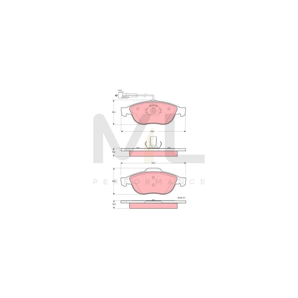 TRW Gdb1337 Brake Pad Set For Alfa Romeo 156 Incl. Wear Warning Contact
