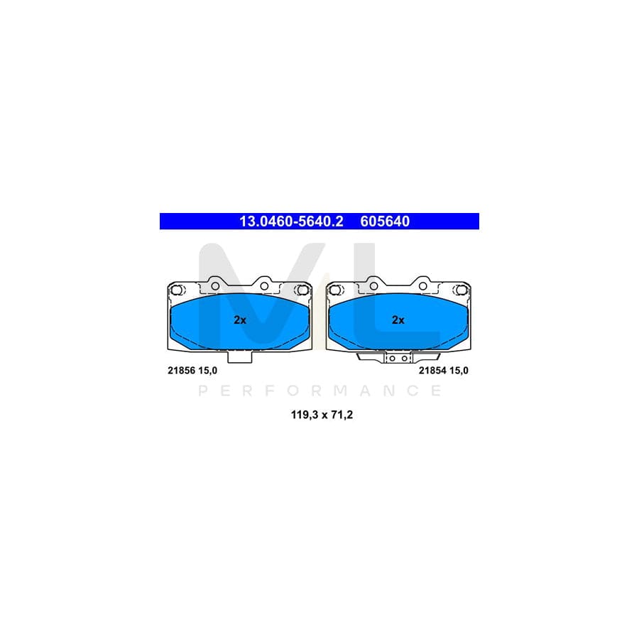 ATE 13.0460-5640.2 Brake pad set for SUBARU IMPREZA with acoustic wear warning