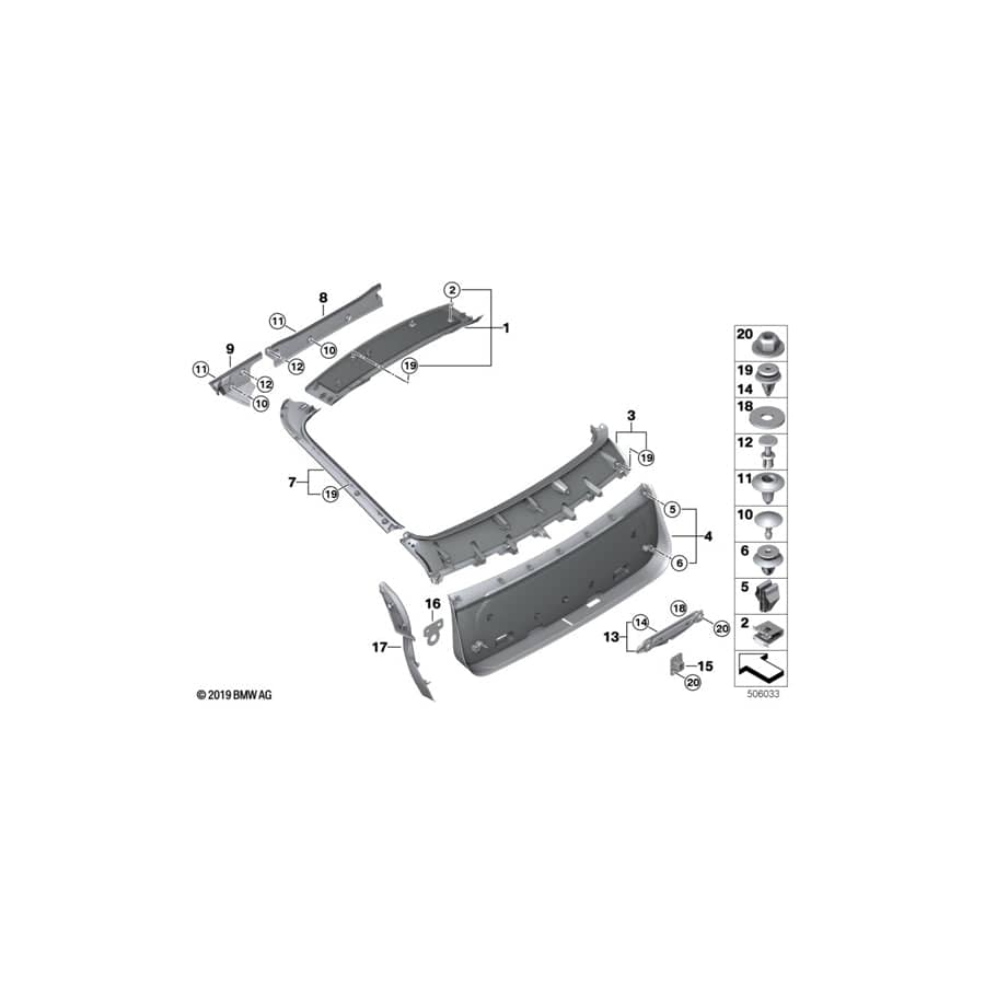 Genuine BMW 51498499151 G06 Trim Panel, Trunk Lid, Center SCHWARZ (Inc. X6 30dX, X6 40i & X6 M50iX)