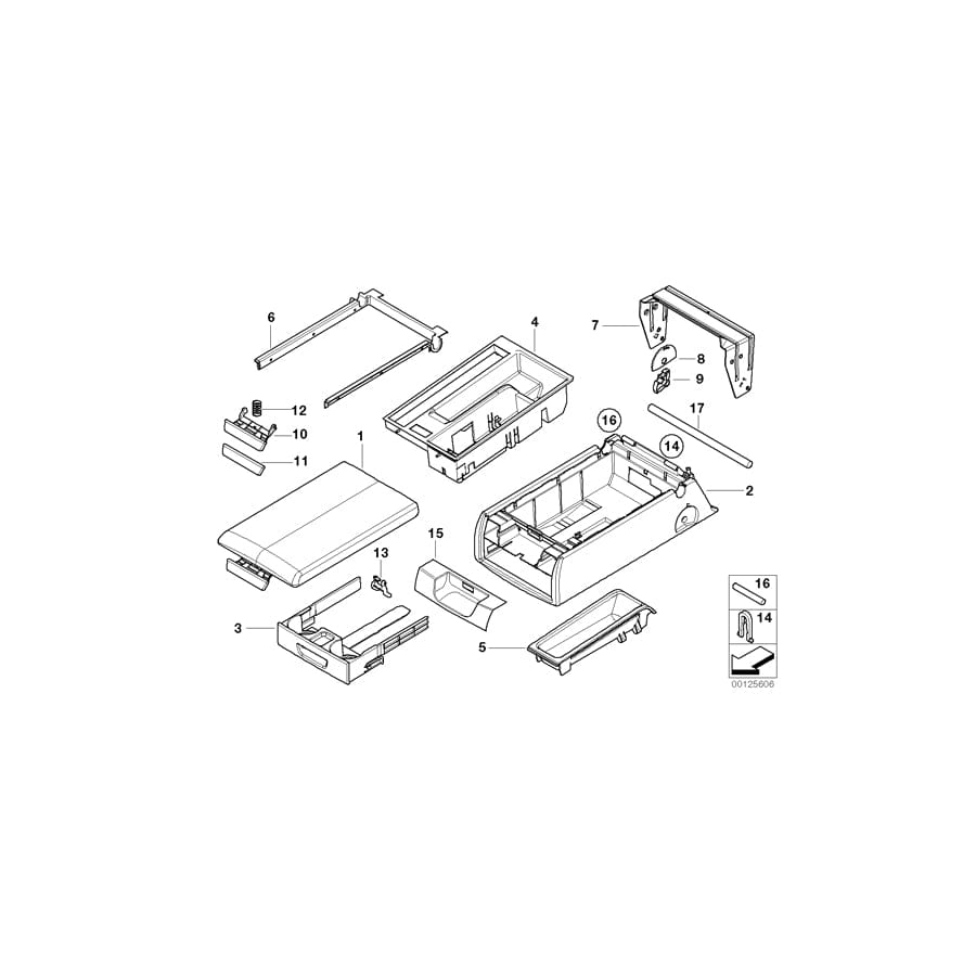 Genuine BMW 52208261084 E39 E38 Split Pin, Center Arm Rest MAL HINTEN (Inc. 728iL, 728i & 750iLS)