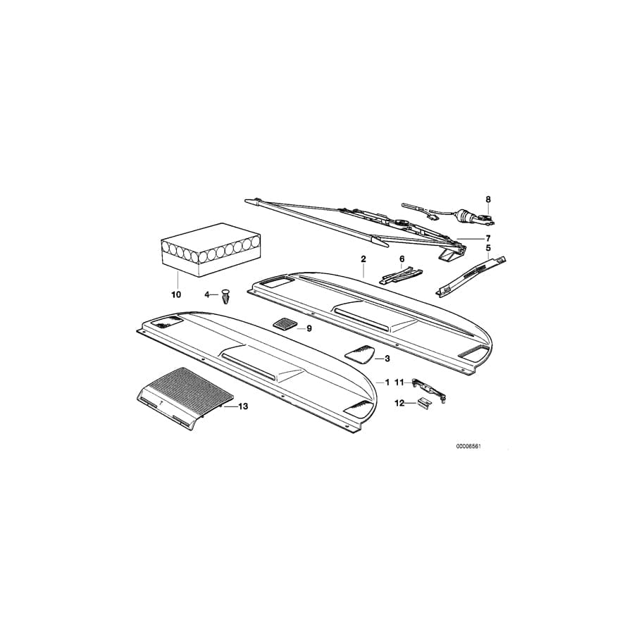 Genuine BMW 51468164977 E31 Rear Window Shelf SCHWARZ (Inc. 840i, 850Ci & 850CSi)