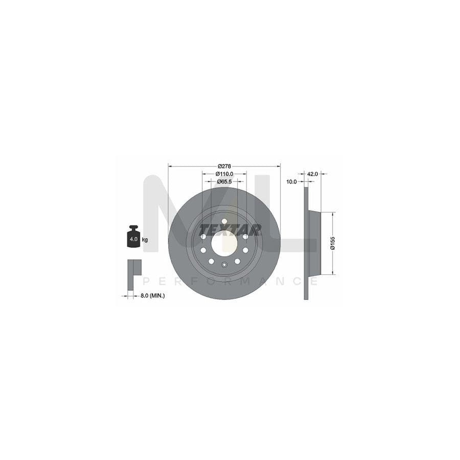 TEXTAR 92167600 Brake Disc Solid, without wheel hub, without wheel studs - 1 piece