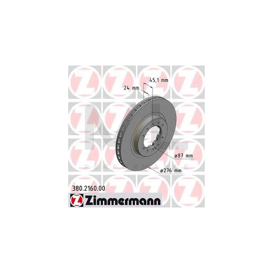 ZIMMERMANN 380.2160.00 Brake Disc Internally Vented - 1 piece
