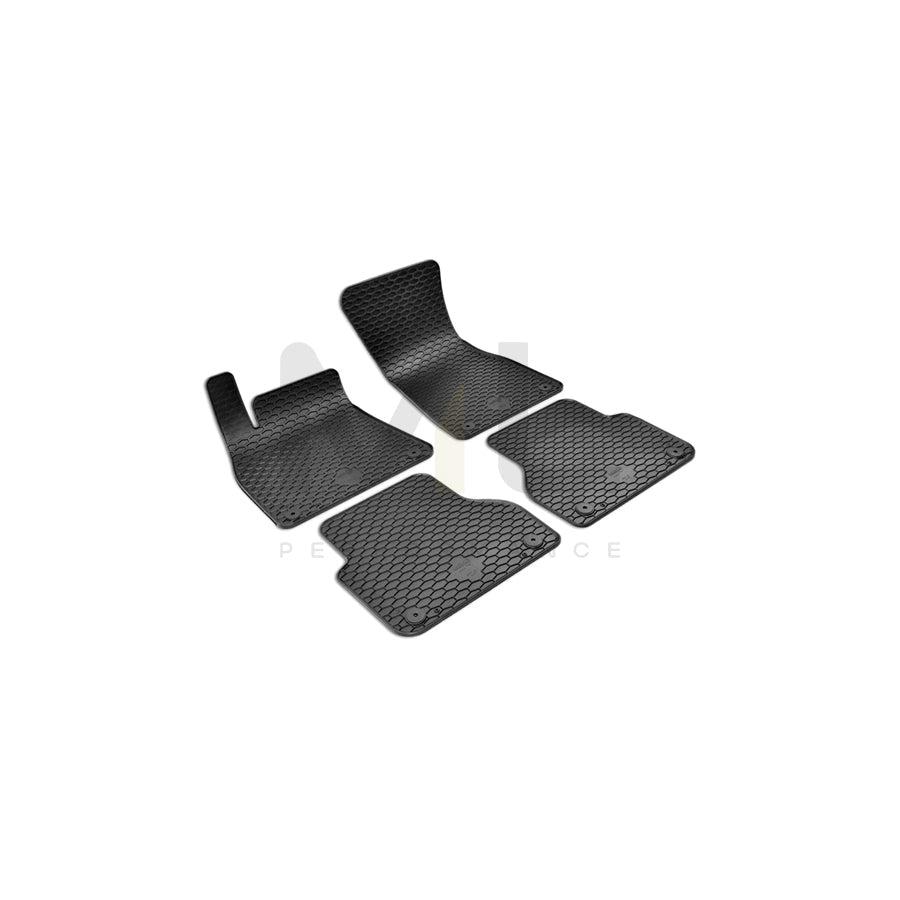 WALSER RubberLine 50841 Floor mat set Elastomer, Front and Rear, Quantity: 4, Black
