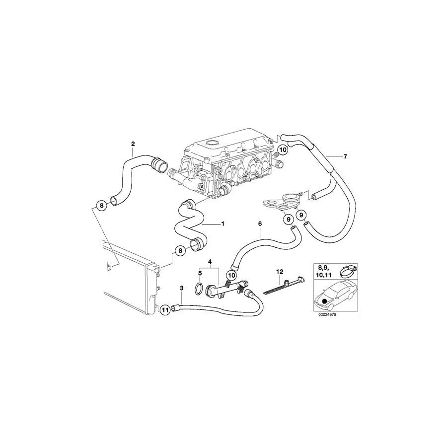 Genuine BMW 11531716660 E36 Water Hose (Inc. Z3 1.9)