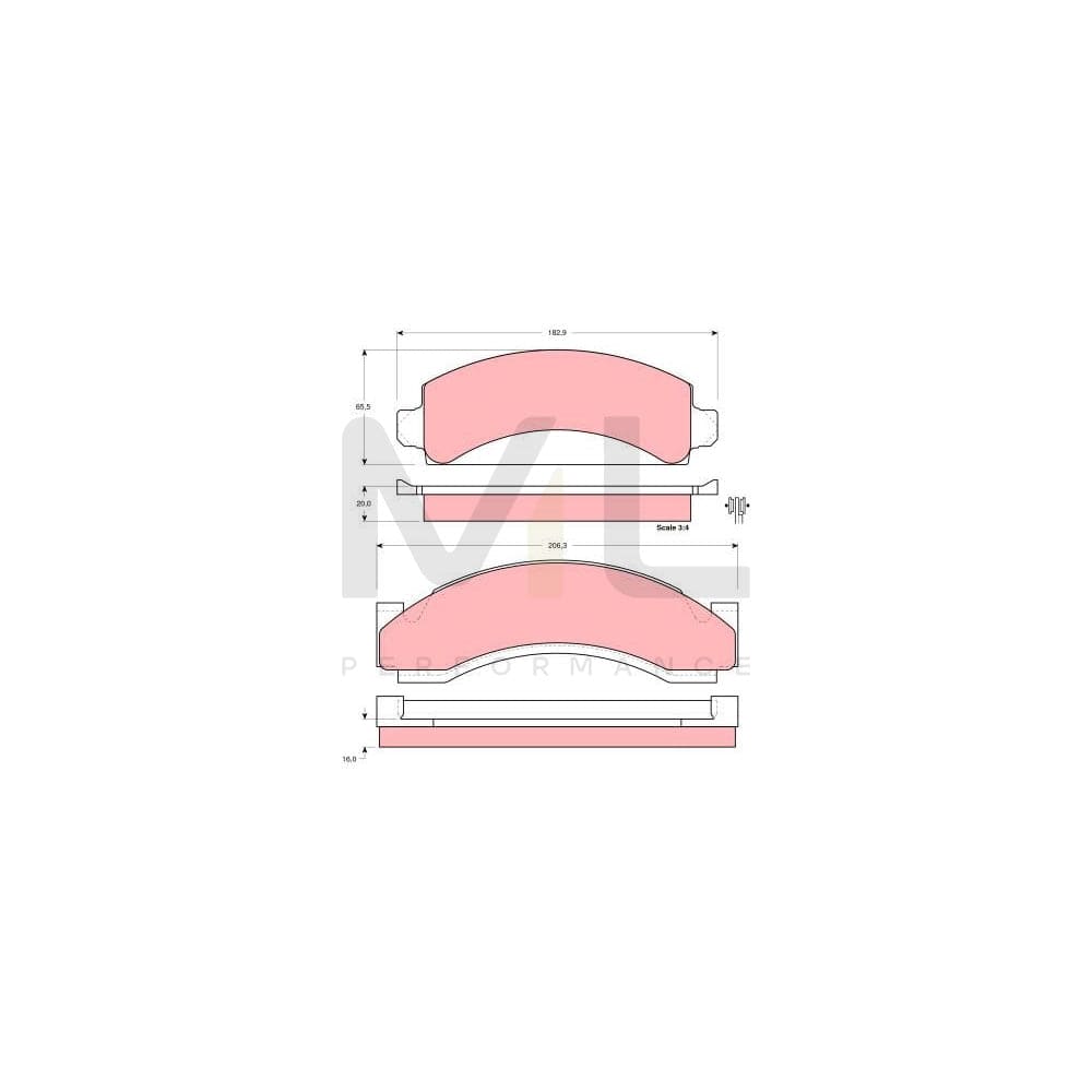 TRW Gdb4053 Brake Pad Set For Chevrolet G30 Box Incl. Wear Warning Contact