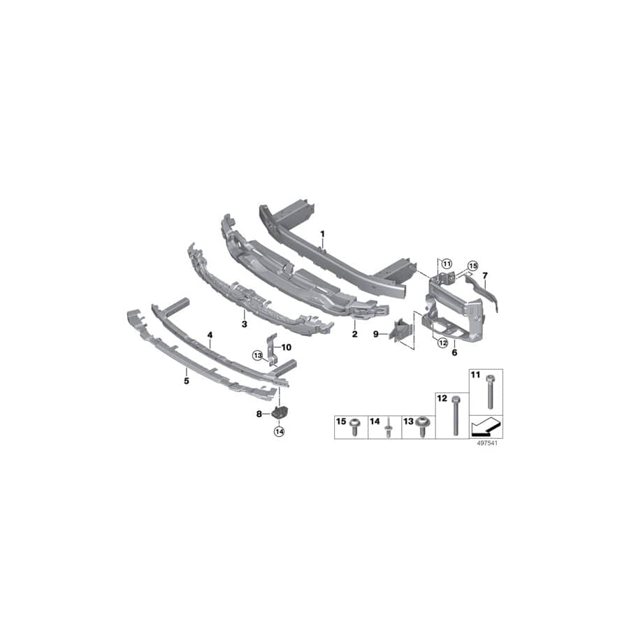 Genuine BMW 51117498869 G11 G12 Carrier, Bumper Front US (Inc. 750iX, 740iX & 745eX)