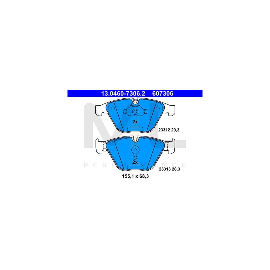 ATE 13.0460-7306.2 Brake pad set excl. wear warning contact, prepared for wear indicator