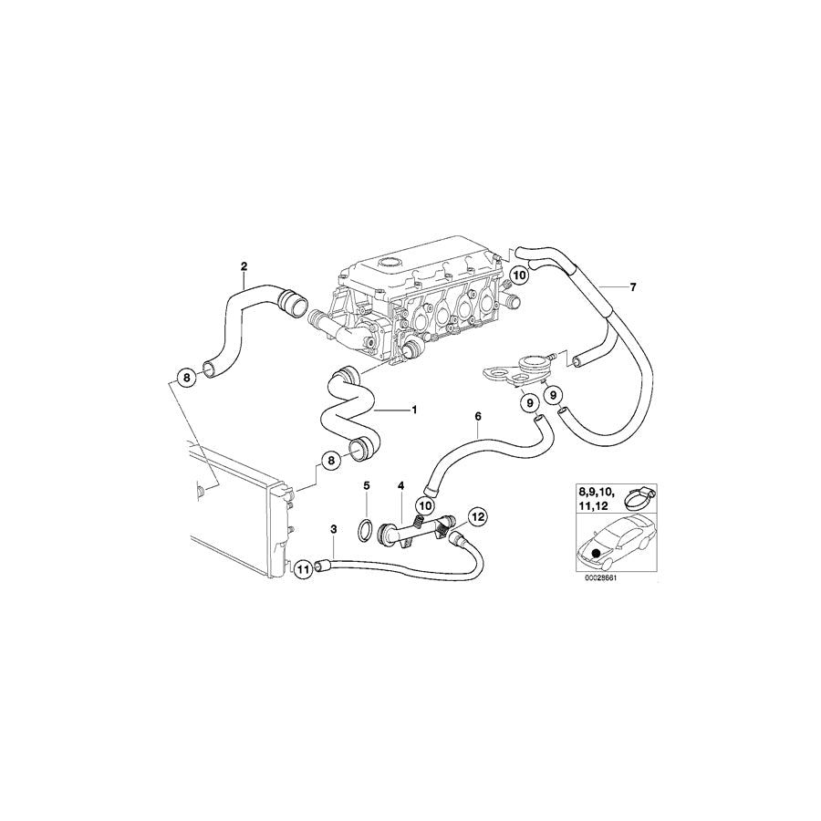 Genuine BMW 11531716644 E36 Water Hose (Inc. 316i 1.9 & Z3 1.9)