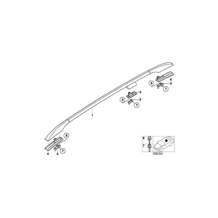Genuine BMW 51137030879 E53 Adapter,Roof Railing Frnt Lft/Rr Rght (Inc. X5 3.0d)