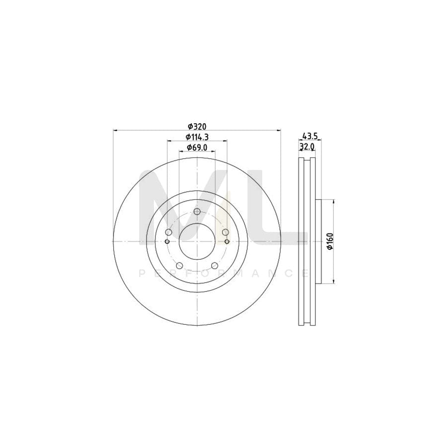 HELLA PRO 8DD 355 114-841 Brake Disc for MITSUBISHI LANCER Internally Vented, Coated, without wheel hub, without wheel studs | ML Performance Car Parts