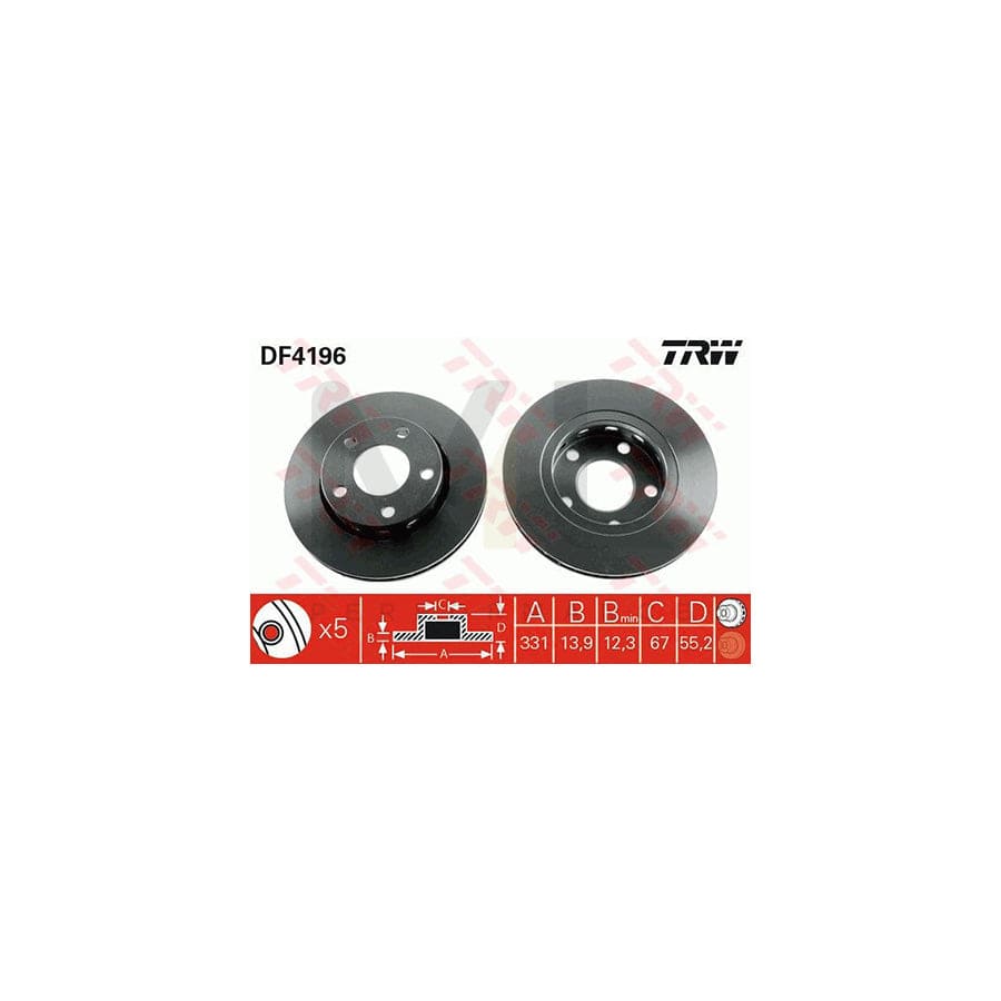 TRW DF4196 Brake Disc suitable for MERCEDES-BENZ ML-Class (W163) Solid, Painted - 1 piece