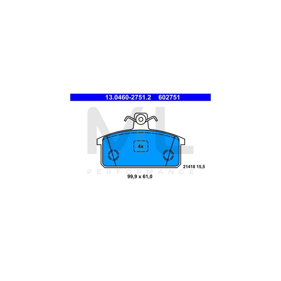 ATE 13.0460-2751.2 Brake pad set for IVECO MASSIF excl. wear warning contact, not prepared for wear indicator