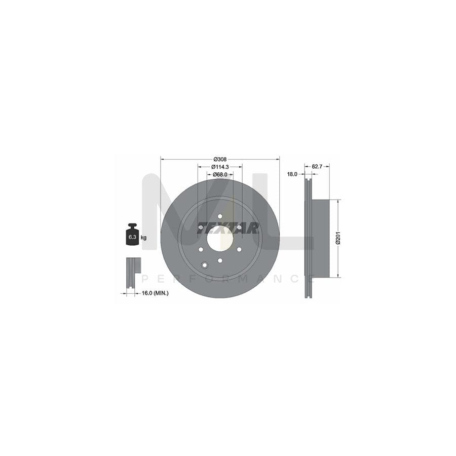 TEXTAR 92181600 Brake Disc Internally Vented, without wheel hub, without wheel studs - 1 piece