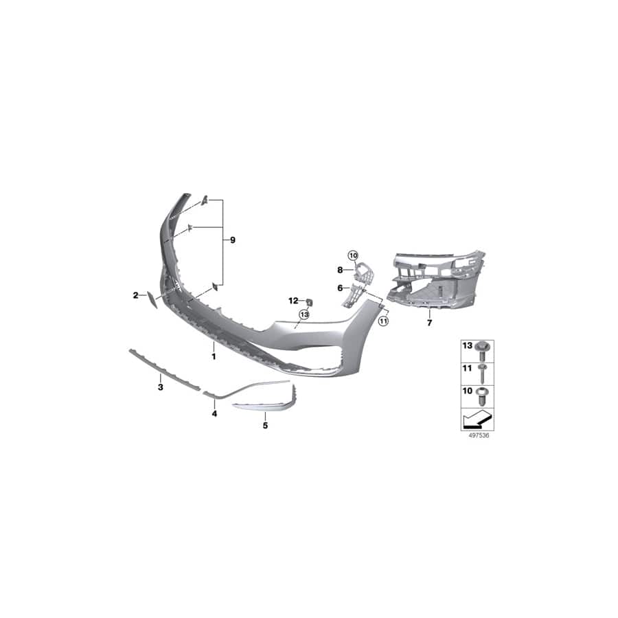 Genuine BMW 51117475223 G11 G12 Protective Rubber Strip, Lft Frnt Bumper BASIC (Inc. 750iX, 740LdX & 745Le)