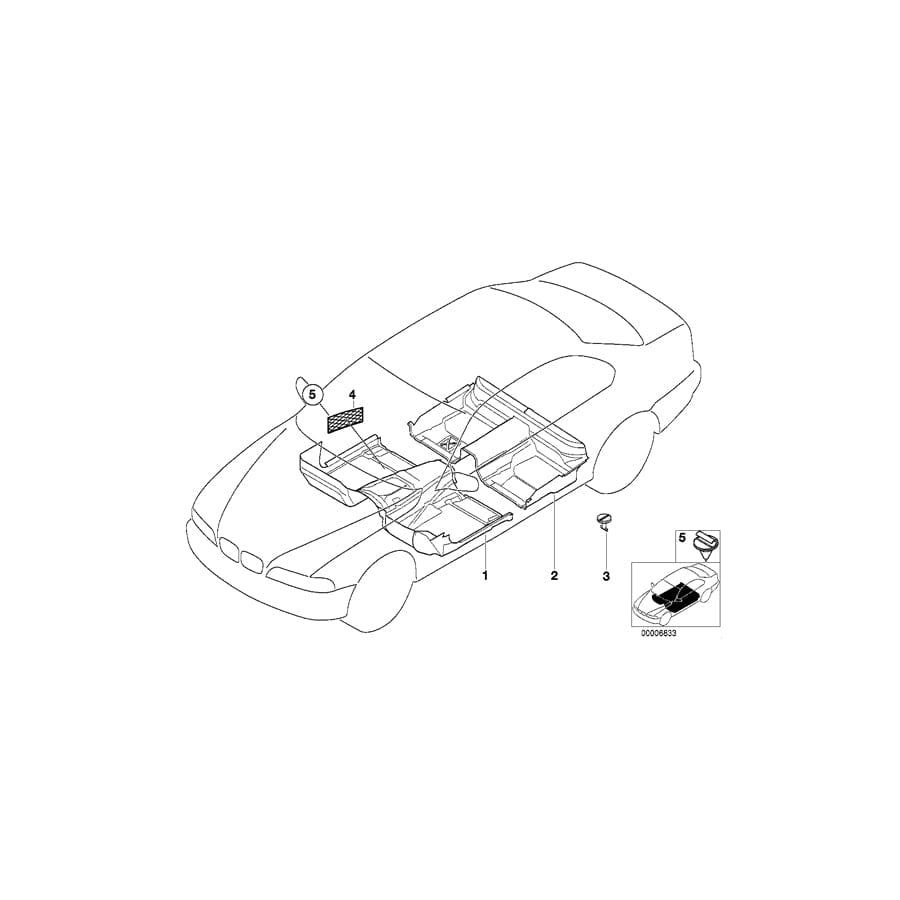 Genuine BMW 51478204002 E39 Floor Trim Cover, Front GRAU (Inc. 530d, 523i & 520i)