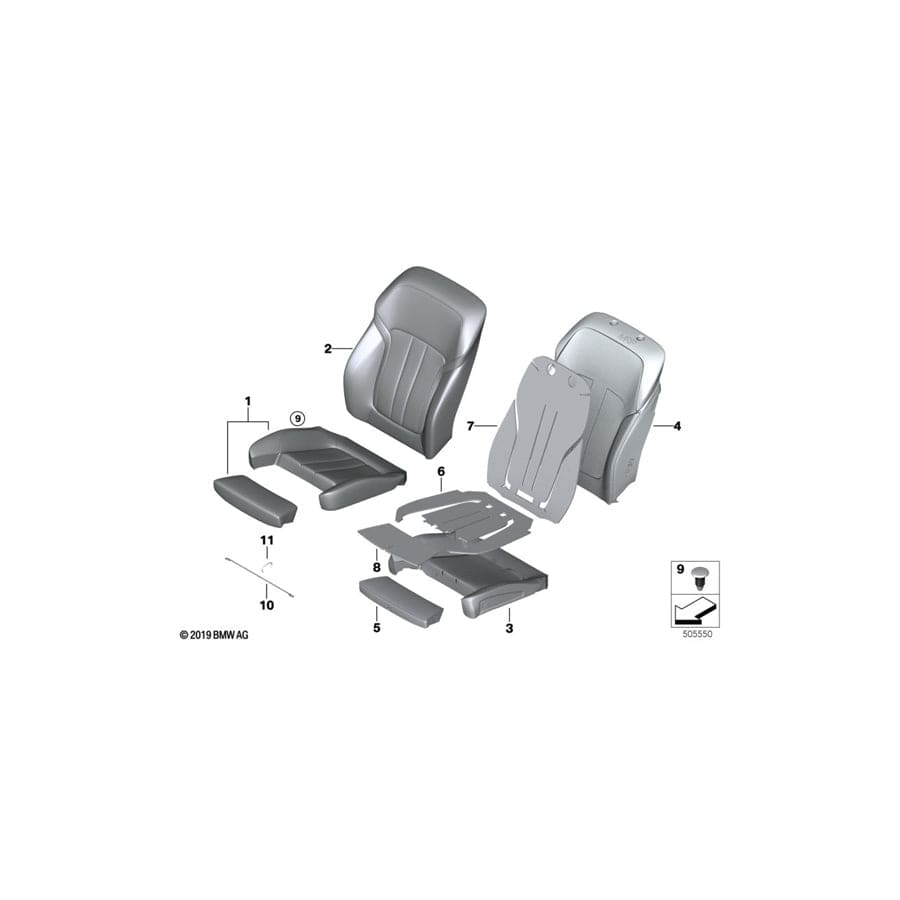 Genuine BMW 52107457757 G30 G31 G32 Cover For Comfort Seat, Leather COGNAC (Inc. 630i, 525d & 640i)