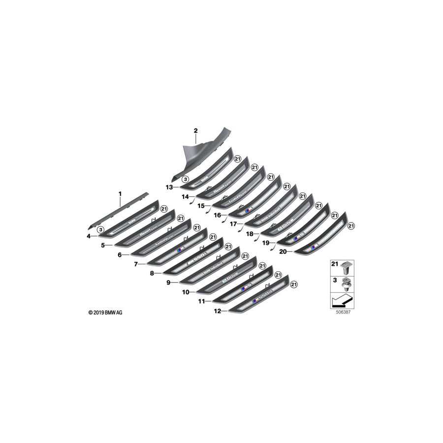 Genuine BMW 51477407016 G30 Cover, Door Sill, Lighted, Rear Right EDRIVE (Inc. 530e & 530eX)