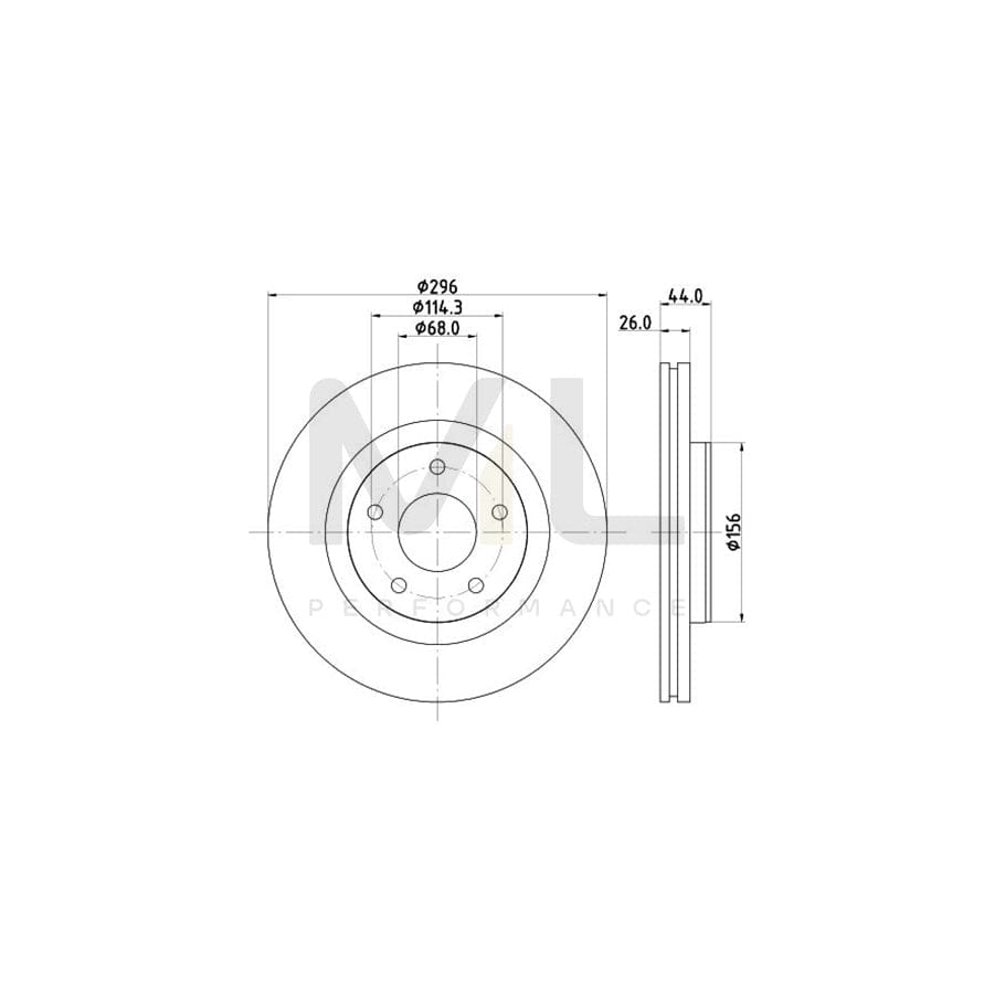 HELLA 8DD 355 125-521 Brake Disc Internally Vented, Coated, High-carbon, without wheel hub | ML Performance Car Parts