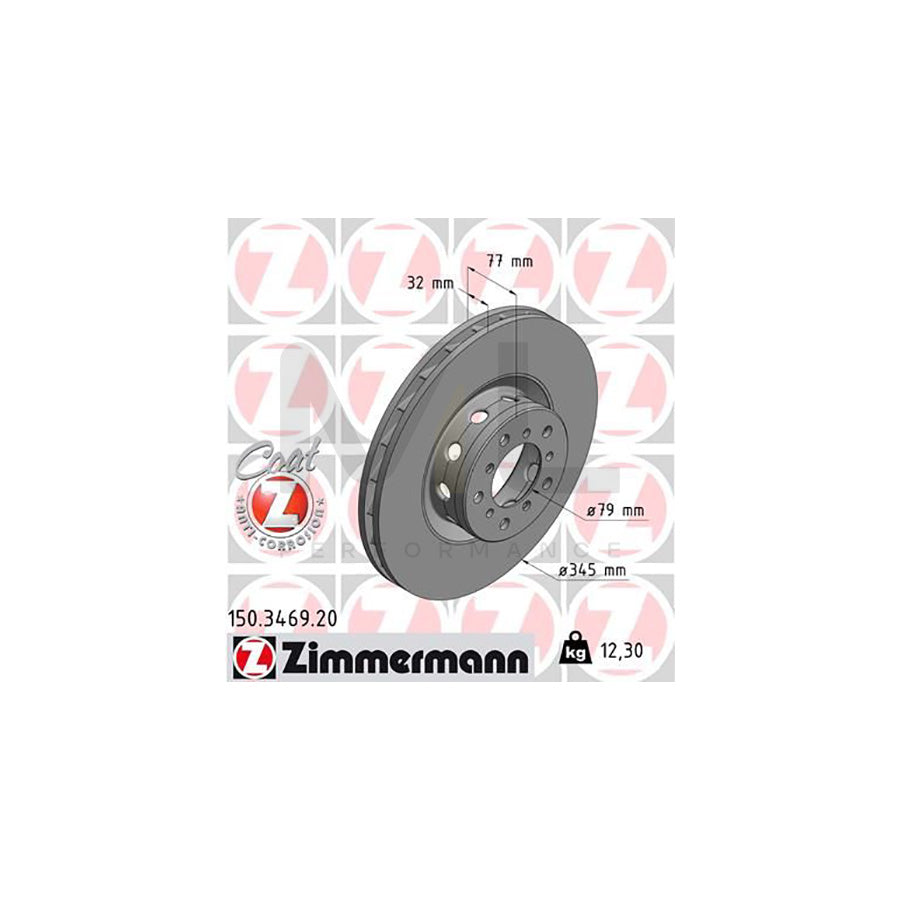 ZIMMERMANN COAT Z 150.3469.20 Brake Disc for BMW 5 Saloon (E39) Internally Vented, Coated, High-carbon