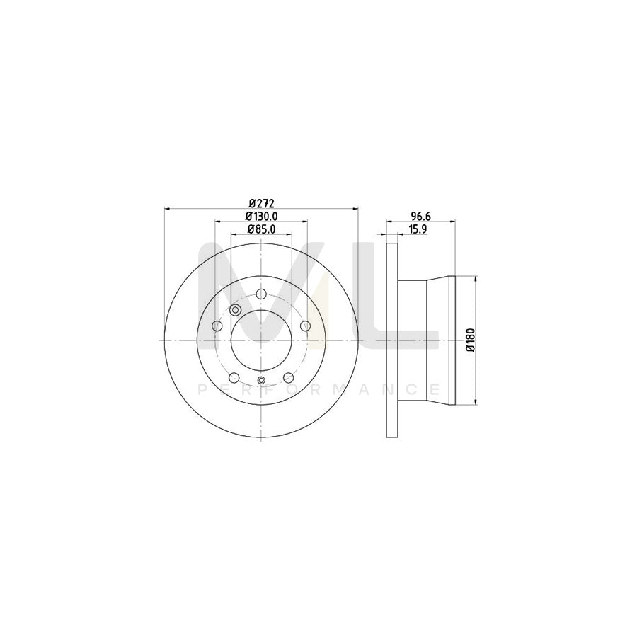 HELLA PRO High Carbon 8DD 355 128-411 Brake Disc Solid, Coated, High-carbon, without wheel hub, without wheel studs | ML Performance Car Parts