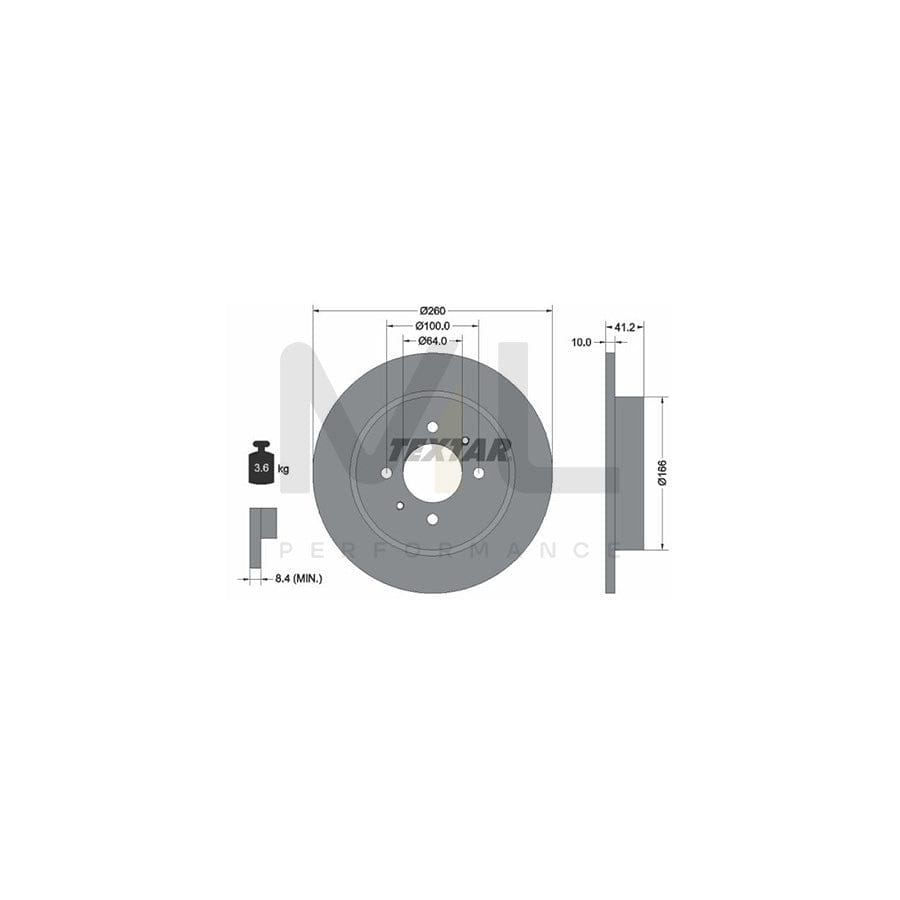 TEXTAR PRO 92171203 Brake Disc Solid, Coated, without wheel hub, without wheel studs - 1 piece