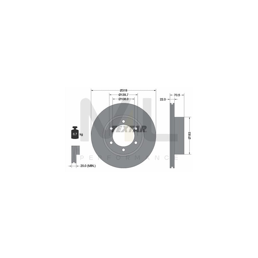 TEXTAR 92093300 Brake Disc Internally Vented, without wheel hub, without wheel studs - 1 piece
