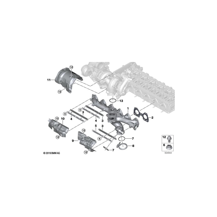 Genuine BMW 11628575134 G06 G12 Heat Shield, Exhaust Manifold 4-Jun (Inc. X7 M50dX, X5 M50dX & M550dX)