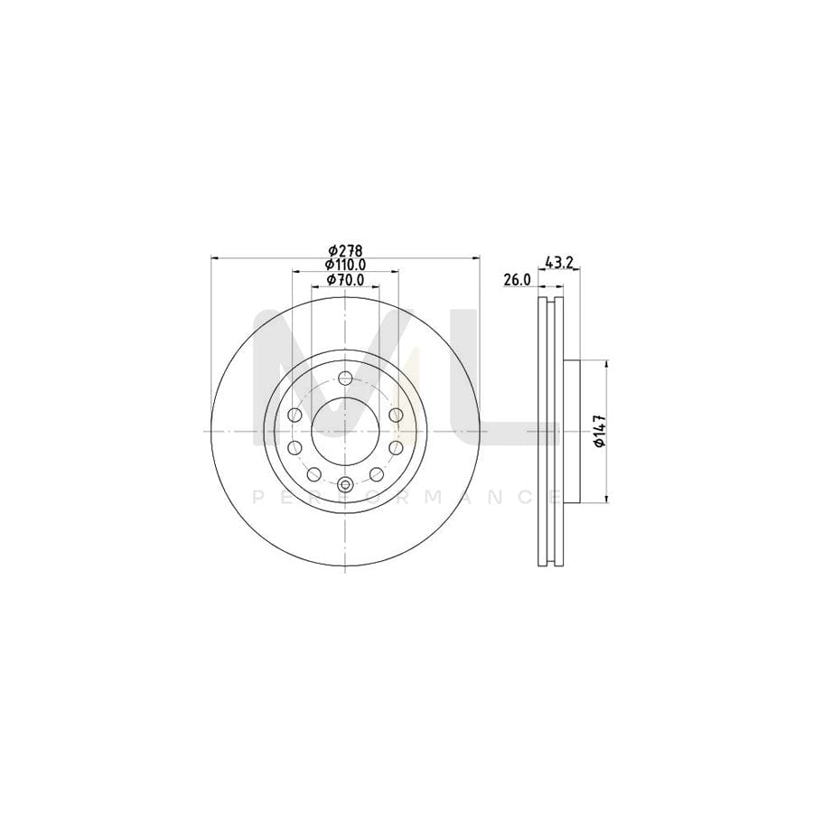 HELLA 8DD 355 113-611 Brake Disc for OPEL Corsa D Hatchback (S07) Internally Vented, without wheel hub, without wheel studs | ML Performance Car Parts