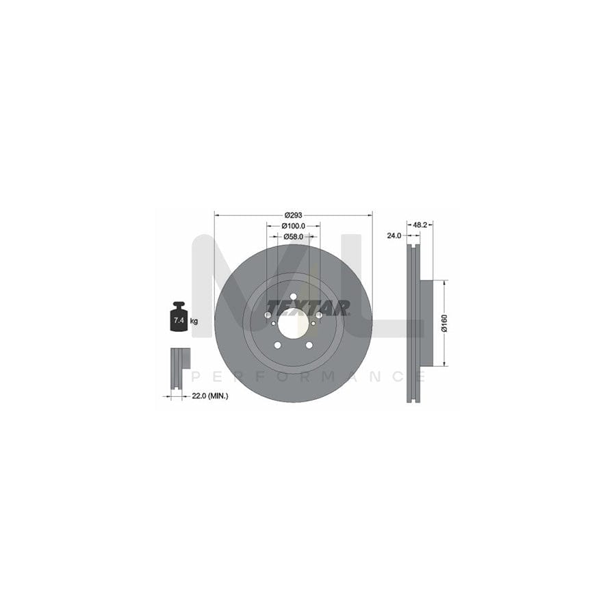 TEXTAR 92327603 Brake Disc Internally Vented, Coated, without wheel hub, without wheel studs - 1 piece