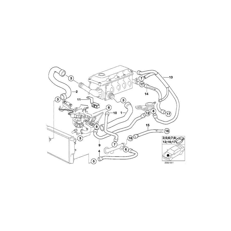 Genuine BMW 11531743192 E36 Water Hose (Inc. Z3 1.8, 316i 1.6 & 318i)