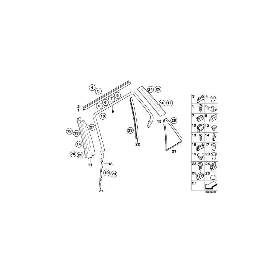 Genuine BMW 51348402577 E53 Window Guide Web, Left SCHWARZ (Inc. X5)