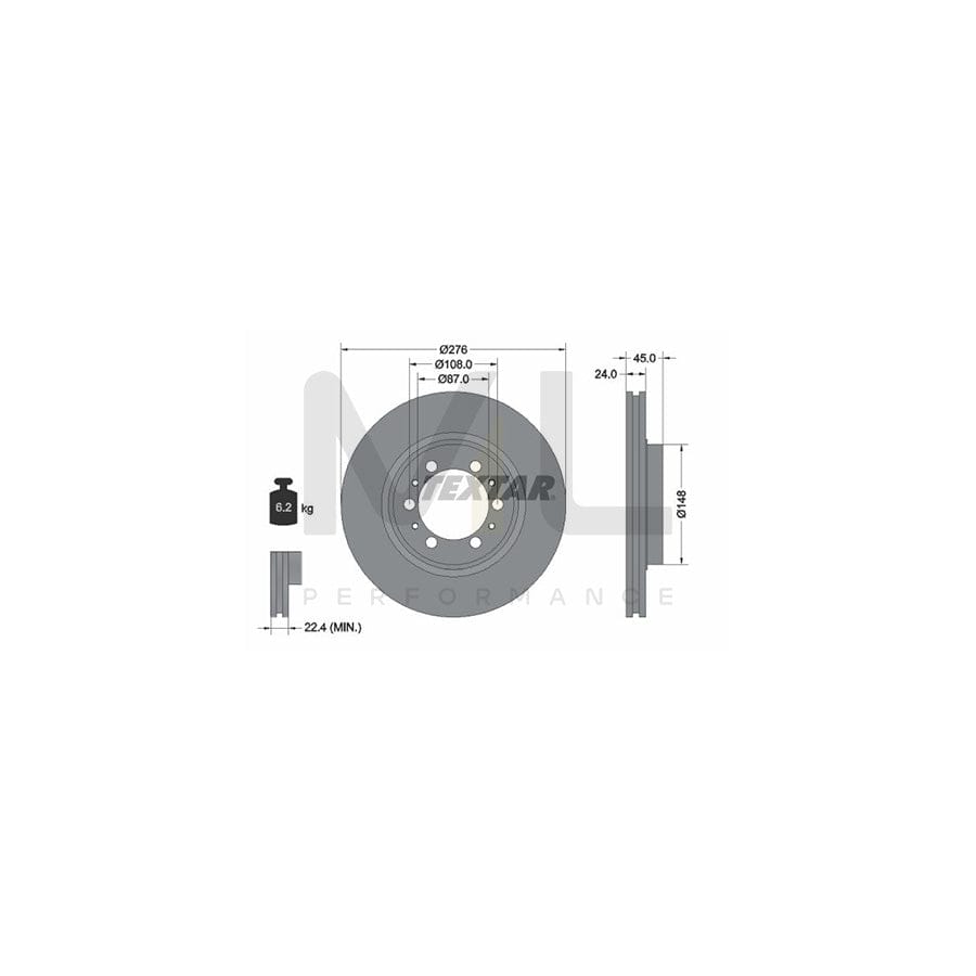 TEXTAR 92079800 Brake Disc Internally Vented, without wheel hub, without wheel studs - 1 piece