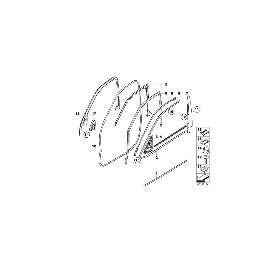 Genuine BMW 51337174388 E70 Finisher Window Frame Top Fr Door CHROM (Inc. X5)