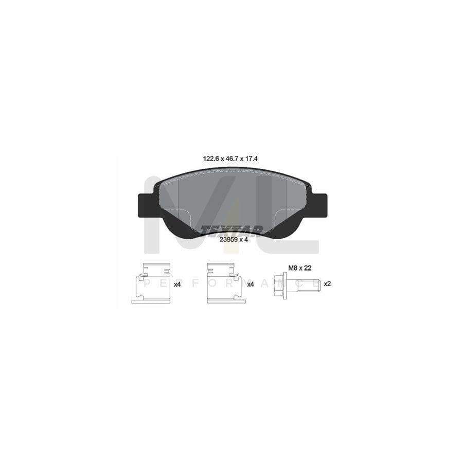 TEXTAR 2395901 Brake pad set not prepared for wear indicator, with accessories