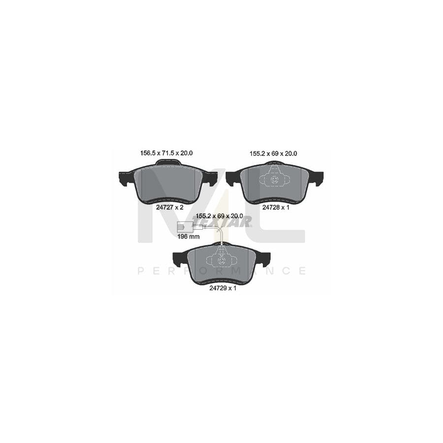 TEXTAR 2472701 Brake pad set with integrated wear warning contact