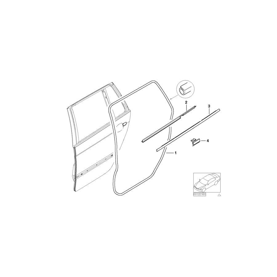 Genuine BMW 51348194773 E46 Outer Weatherstrip, Left CHROM (Inc. 318d, 320i & 330xi)